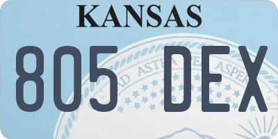 KS license plate 805DEX