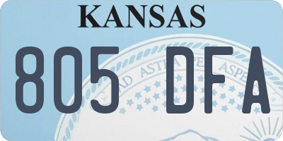KS license plate 805DFA