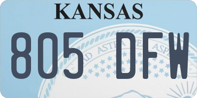 KS license plate 805DFW