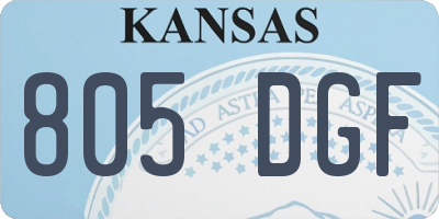 KS license plate 805DGF