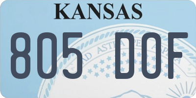 KS license plate 805DOF