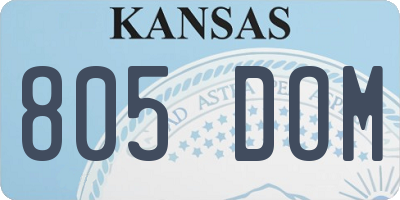 KS license plate 805DOM