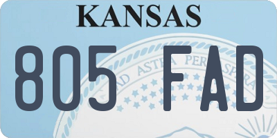 KS license plate 805FAD