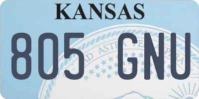 KS license plate 805GNU