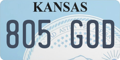 KS license plate 805GOD