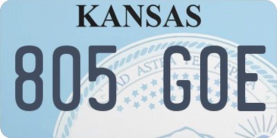KS license plate 805GOE