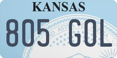 KS license plate 805GOL