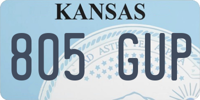 KS license plate 805GUP