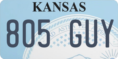 KS license plate 805GUY