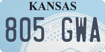 KS license plate 805GWA