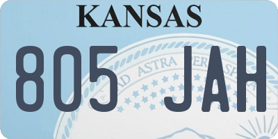 KS license plate 805JAH