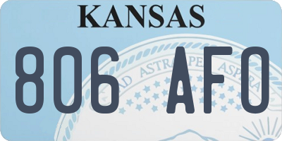 KS license plate 806AFO