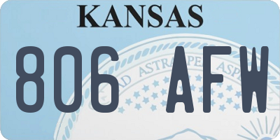 KS license plate 806AFW