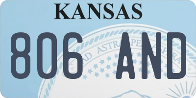 KS license plate 806AND