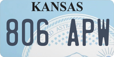 KS license plate 806APW