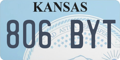 KS license plate 806BYT