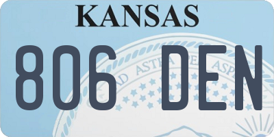 KS license plate 806DEN