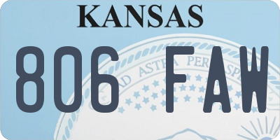 KS license plate 806FAW