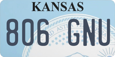 KS license plate 806GNU