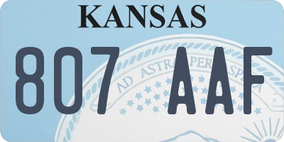 KS license plate 807AAF