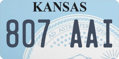 KS license plate 807AAI