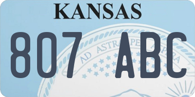 KS license plate 807ABC