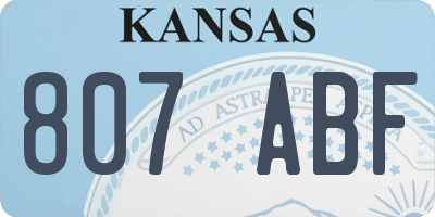 KS license plate 807ABF