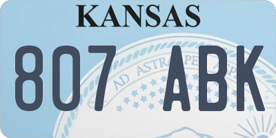 KS license plate 807ABK