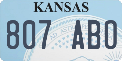 KS license plate 807ABO