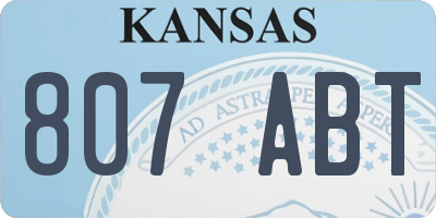 KS license plate 807ABT
