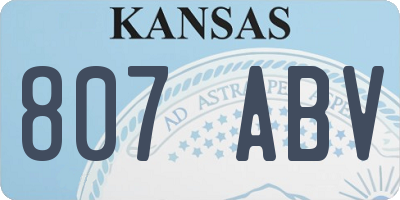 KS license plate 807ABV