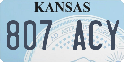 KS license plate 807ACY
