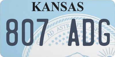 KS license plate 807ADG
