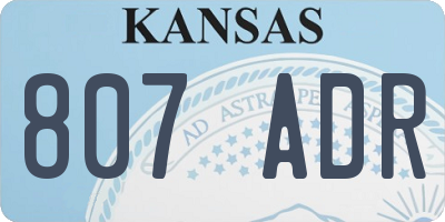 KS license plate 807ADR