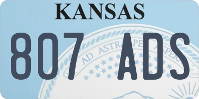 KS license plate 807ADS