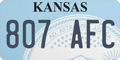 KS license plate 807AFC
