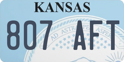 KS license plate 807AFT