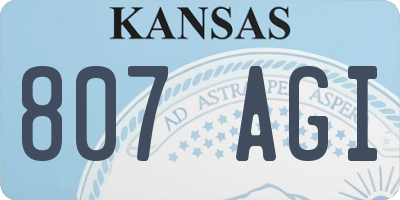 KS license plate 807AGI