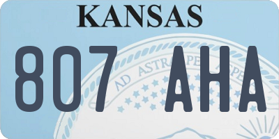 KS license plate 807AHA