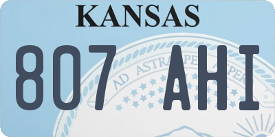 KS license plate 807AHI