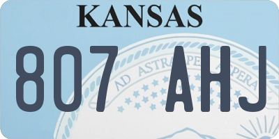 KS license plate 807AHJ