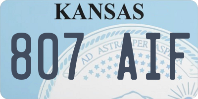 KS license plate 807AIF