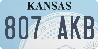 KS license plate 807AKB