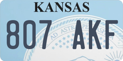 KS license plate 807AKF