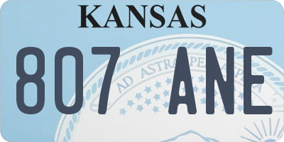 KS license plate 807ANE