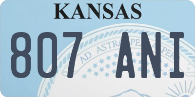 KS license plate 807ANI