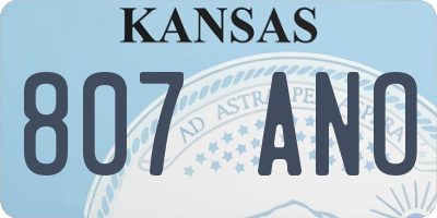 KS license plate 807ANO