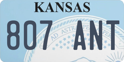KS license plate 807ANT