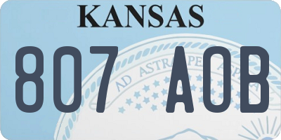 KS license plate 807AOB