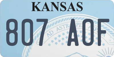 KS license plate 807AOF